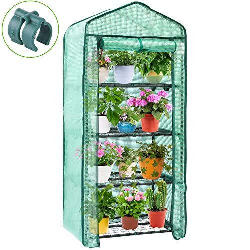 Ohuhu Mini Greenhouse - Small Plant Green House 4-Tier Rack Stand