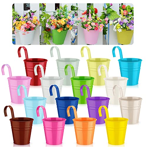 Colorful Metal Hanging Flower Pots for Balcony Garden