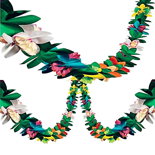 Tropical Multicolored Paper Flower Garland - Vibrant Party Decorations