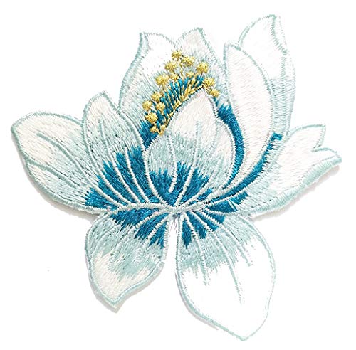 Embroidered Snow Blue Lotus Flower Patch