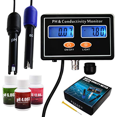 pH/EC Conductivity Meter with ATC Water Quality Tester