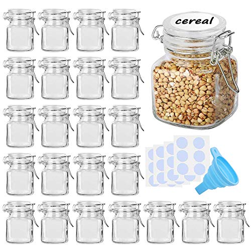 SPANLA 24 Pack 4oz Small Glass Jars with Airtight Hinged Lid