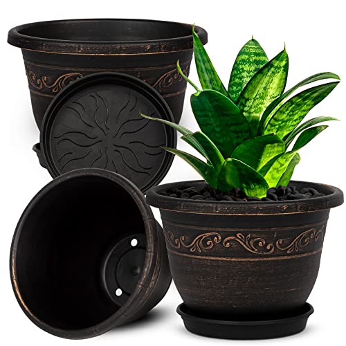 QCQHDU Plant Pots: Retro Decorative Flower Pots for Indoor and Outdoor Gardens
