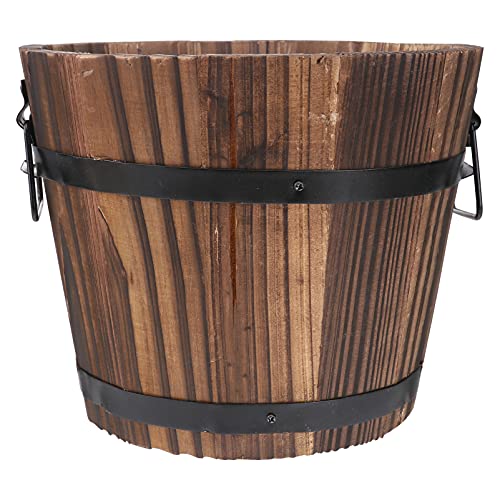Rustic Wooden Barrel Planter: Rustic Whiskey Flower Plant Pots