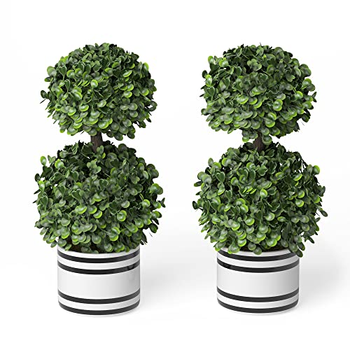 Barnyard Designs Set of 2 Artificial Boxwood Topiary Potted Plants