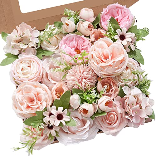 Serwalin Artificial Flowers Pink Wedding Flowers with Stems