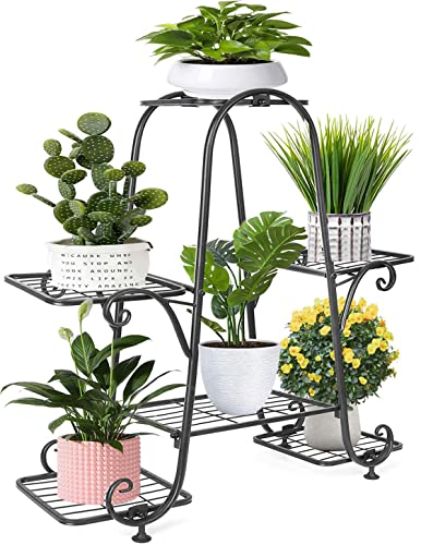 6 Tier Metal Plant Stand - Tall Tiered Flower Pot Holder