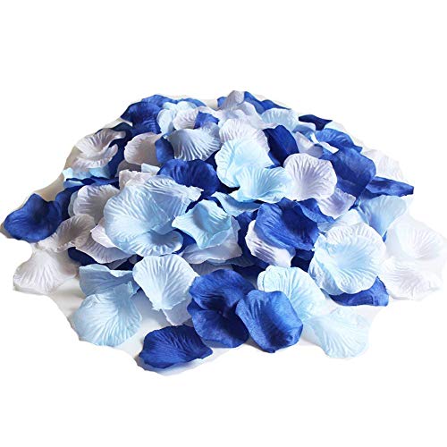 Mixed Royal Blue & Light Blue & White Party Wedding Flowers Silk Rose Petals
