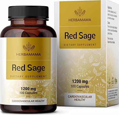 HERBAMAMA Red Sage Capsules - Organic Dan Shen Root Powder Supplement