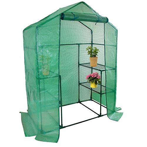 Durable Walk-in Greenhouse Replacement Cover with Roll-Up Zipper Door