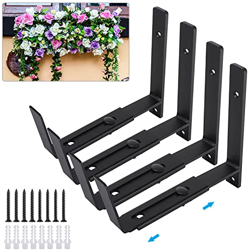 Adjustable Window Box Brackets: Sturdy Flower Box Holder for Balcony and Garden