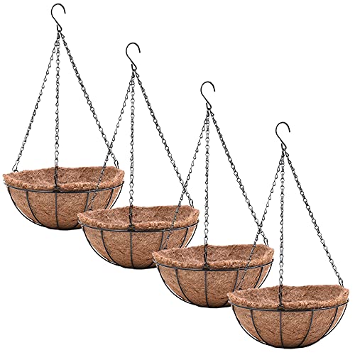 EIMQUVW 4 Pack Outdoor Hanging Planter Basket