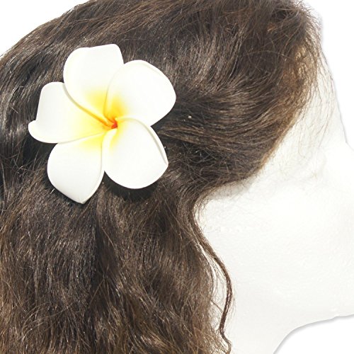 DreamLily Hawaiian White Plumeria Flower Hair Clip Balaclavas
