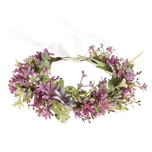 Vividsun Boho Girl Flower Crown Floral Headpiece - Purple