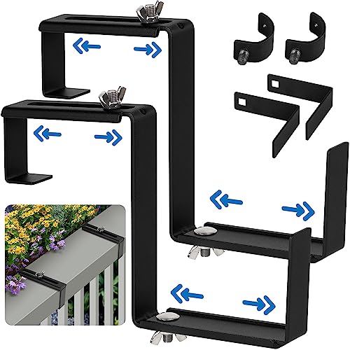 Vinazone Flower Container Bracket - Adjustable Porch Railing Stand