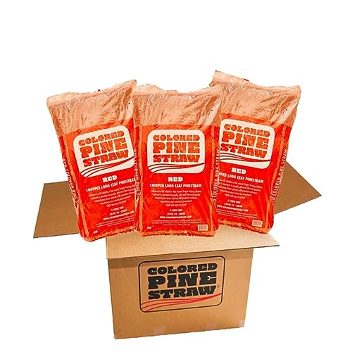 Longleaf Pine Straw Mulch - Colored Red - 3 Bags