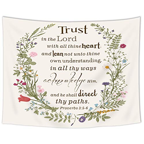 Floral Herbs Bible Tapestry - Green Verse Scripture Quotes