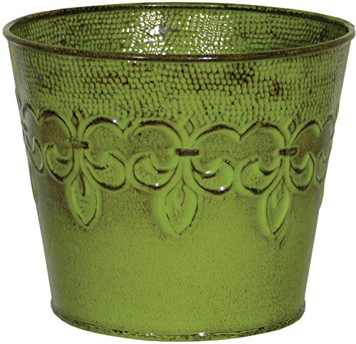 8" Metal Flower Pot, Tansy Green - Robert Allen MPT01640