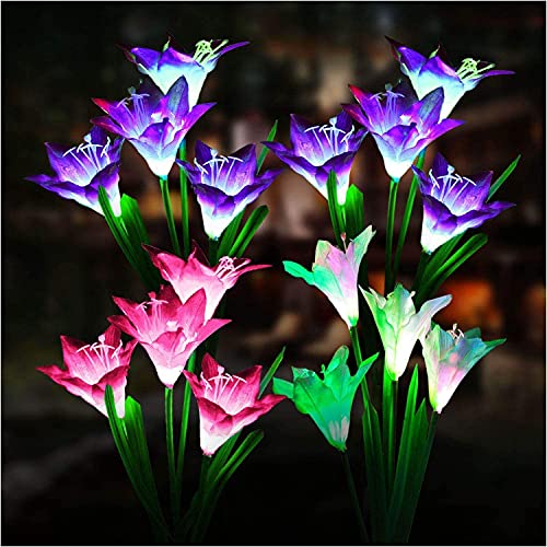 Dolucky Solar Garden Lights with Color-Changing Lily Flowers
