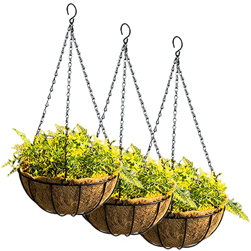 Tosnail 10" Metal Hanging Flower Pots - Pack of 3
