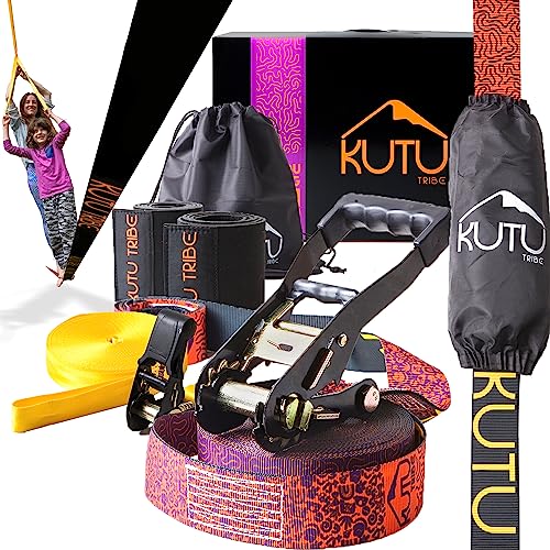 Kutu Tribe Slackline: 60ft Slackline Kit with Tree Protectors