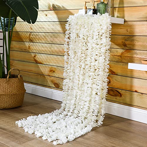 Wisteria Garland Flower Garlands - Romantic Wedding Decor (Milky White, 12 Packs)