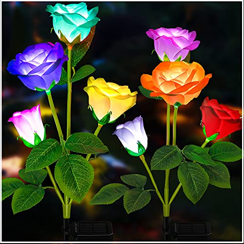 Solar Garden Lights - 7-Color Changing Rose Lights