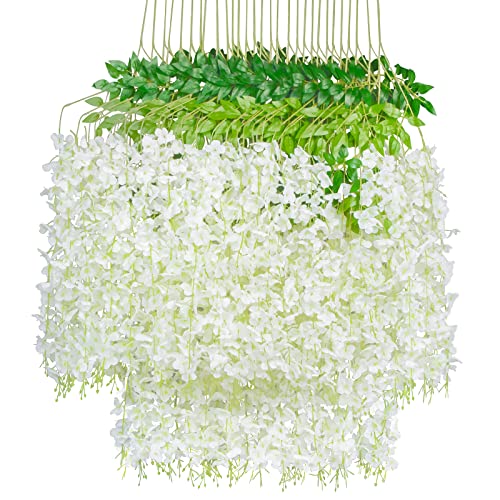 Artificial White Wisteria Hanging Flowers - Beautiful and Versatile Decor