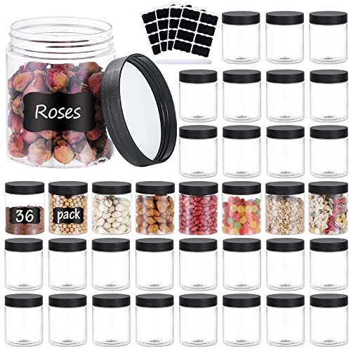 OUSHINAN 36PCS 8OZ Plastic Jars with Screw On Lids