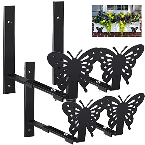 Adjustable Planter Box Brackets with Butterfly Design