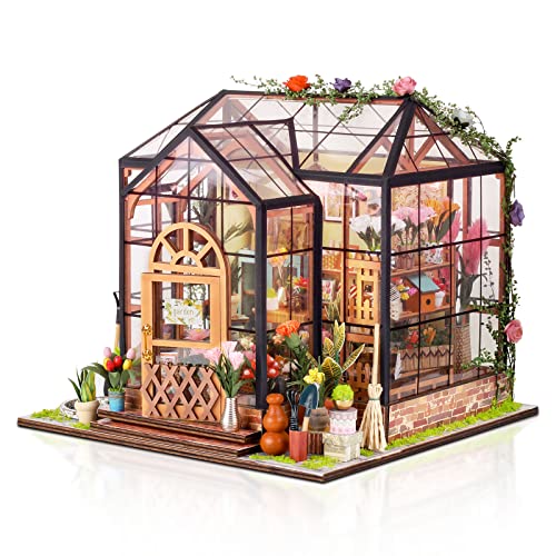 GuDoQi DIY Miniature Dollhouse Kit - Jenny Greenhouse Flower Shop