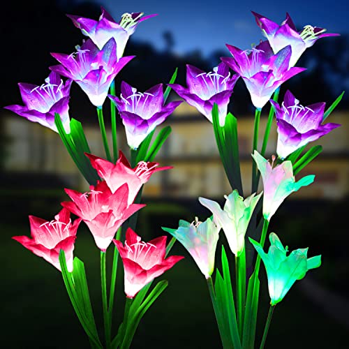 KOOPER Outdoor Solar Lights with Bigger Lily Flowers