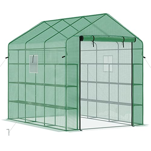 Outsunny Walk-in Greenhouse with Mesh Door & Windows