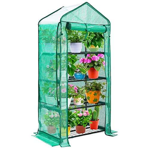 Portable Mini Greenhouse with Screen Roof - Ohuhu 4 Tier