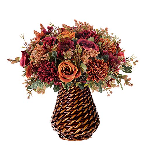 Homsunny Fall Artificial Flowers in Vase