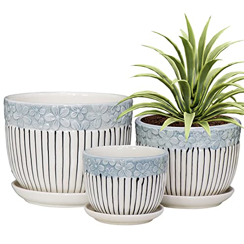 Ton Sin Grey Flower Pots - Ceramic Planters for Indoor Plants