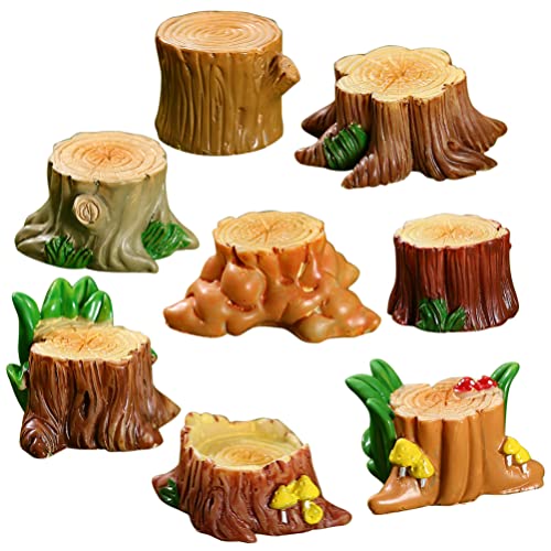 Operitacx Artificial Tree Stump Mini Garden Figurines