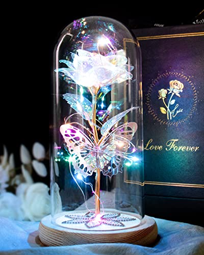 Beferr Galaxy Glass Rose Crystal Flower Gift