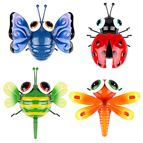 WIN KEY Metal Wall Decor 4 Pack Insect Outdoor Decorations