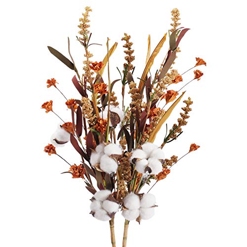 Artificial Fall Floral Stems with Cotton Flowers