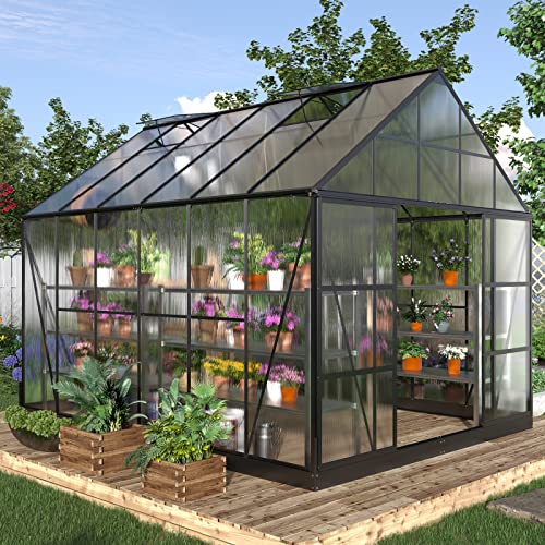 VanAcc Polycarbonate Greenhouse with Sliding Doors and Vents