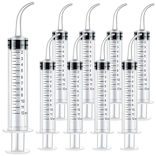 9 Pack Dental Syringe with Curved Tip & Measurement