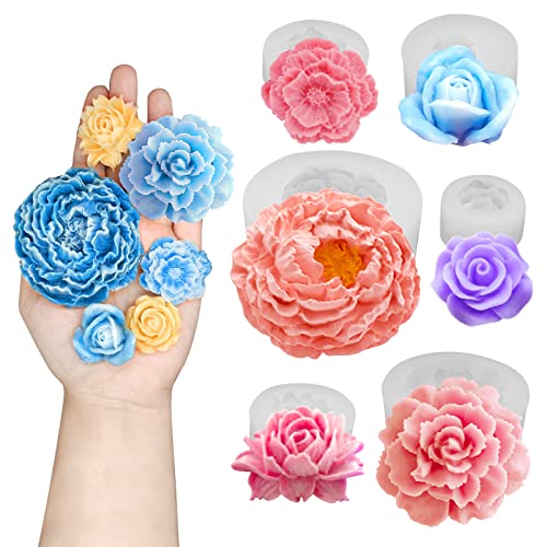 6PCS Flower Silicone Molds Resin Candle Mold Set