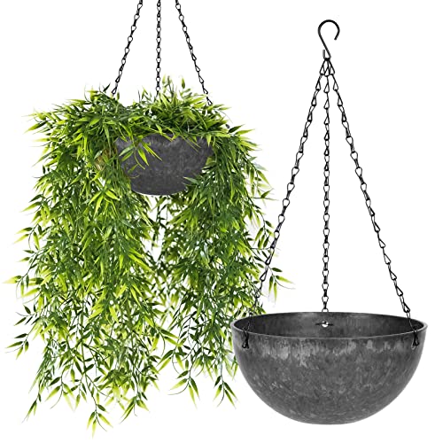 RIFNY Large Hanging Planters 12 Inch Resin Plastic Baskets