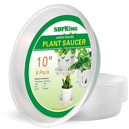 SupKing Plant Saucers 6 Pack - Sturdy Plastic Drip Trays