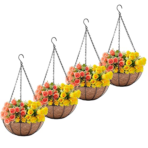 Metal Hanging Planter Basket with Coco Coir Liner