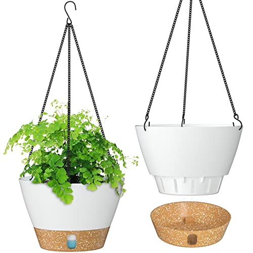 ZMTECH 10 Inch Hanging Planters with Visible Water Level Tray