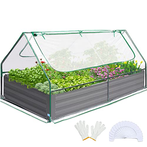 Quictent Raised Garden Bed with Cover Metal Planter Box Kit