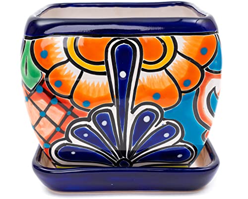 Enchanted Talavera Mexican Hand Painted Ceramic Plant Pot