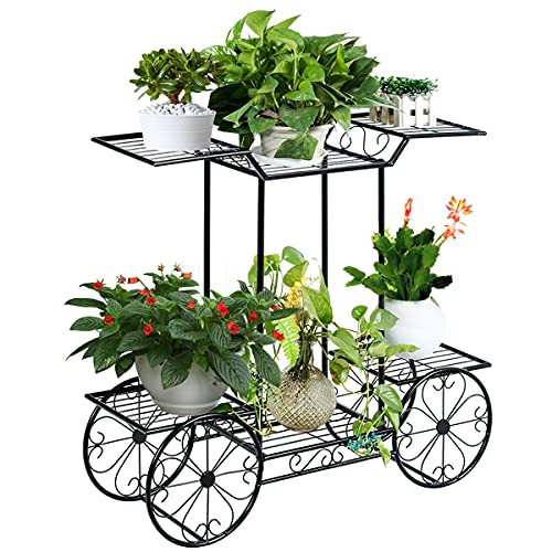 Giantex Flower Cart Metal Plant Stand - Elegant and Practical